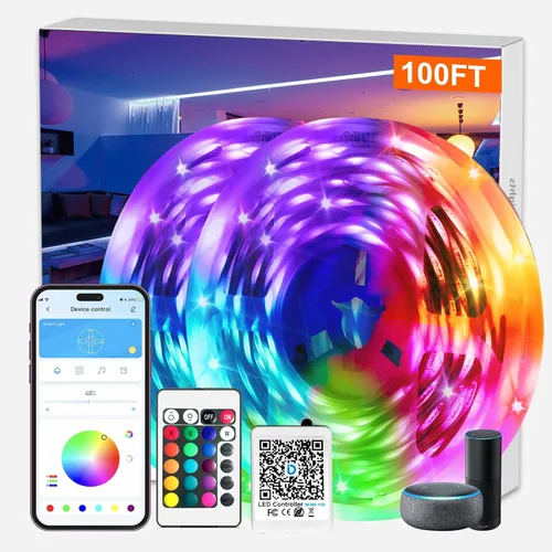 Vista 10 de DAYBETTER - Luces LED inteligentes con WiFi, controladas por la aplicación Tuya, funcionan con Alexa y Google Assistant, programación