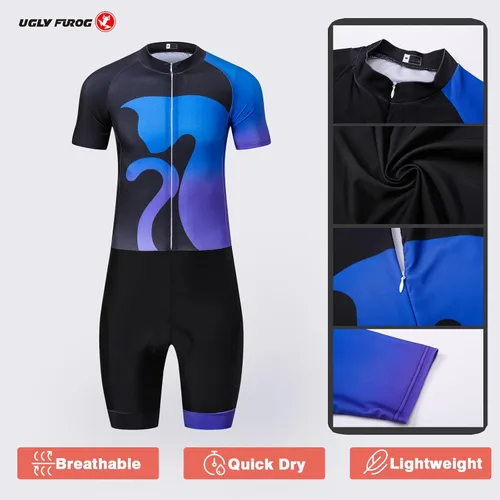 Vista 3 de UGLY FROG Traje de triatlón para hombre de manga corta Jersey de piernas cortas Skinsuit Tri Kit Ciclismo Skinsuit Team Bike Ropa