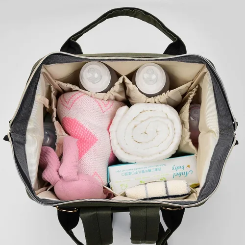 Vista 5 de Ramhorn Mochila para pañales para mujer, mochilas de viaje con bolsillo aislado para botella, correas para cochecito y cambiador