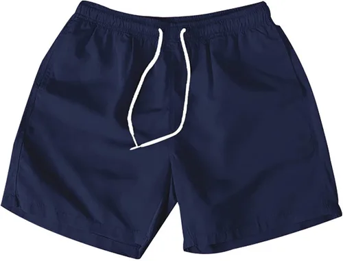 Vista 4 de Pantalones cortos holgados para hombre, de verano, casual, cintura elástica, pantalones cortos de viaje con cordón de pierna recta, pantalones