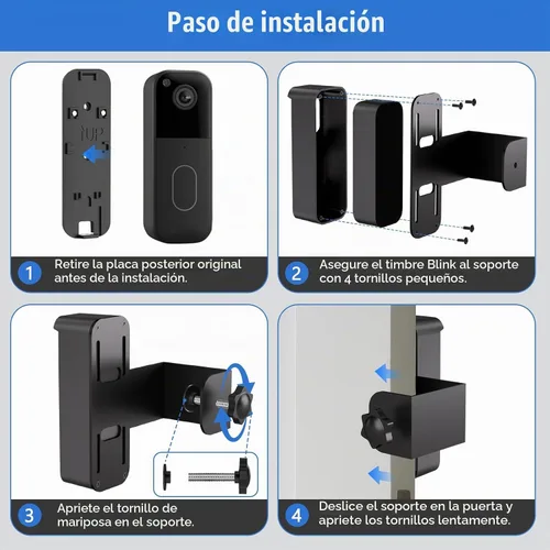 Vista 4 de Soporte Antirrobo para Timbre Blink, Soporte de Montaje sin Taladro para Timbre de Video Blink de 2da Generación, No Bloquea el Sensor de Movimiento