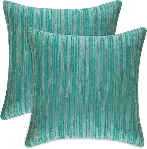 Vista 9 de Yeiotsy Fundas de almohada azules, paquete de 2, fundas de almohada decorativas a rayas bohemias para sofá, decoración del hogar