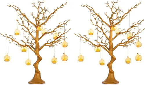 Vista 17 de NUPTIO Árbol Artificial Negro de Halloween: 22.8 pulgadas de Alto Exhibidor de Ornamentos Navideños Árboles Falsos Manzanita Ramas Decorativas