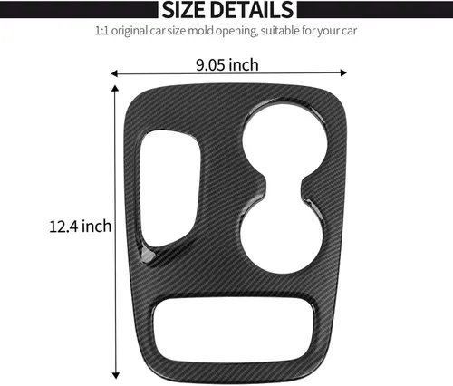 Vista 6 de Voodonala Cubierta de fibra de carbono para panel de palanca de cambios de consola central compatible con Dodge Durango 2018-2020 (2018-2020)