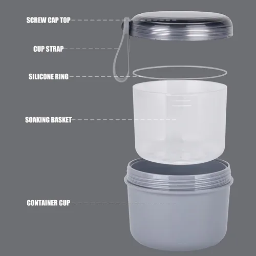 Vista 8 de Estuche de baño de dentadura, taza de dentadura sin fugas, caja de dentadura de gran capacidad, almacenamiento portátil para todo tipo de dentaduras