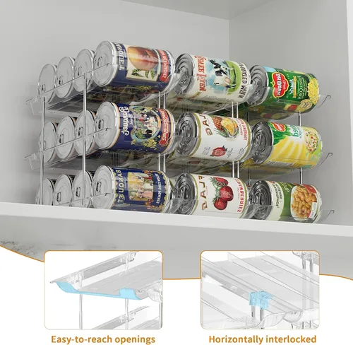 Vista 4 de LXLXXL Organizador de Latas para Despensa de 6 Niveles * 3 Organizador Automático Giratorio Transparente para Alimentos enlatados Organizador