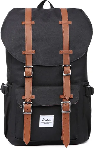 Vista 14 de KAUKKO Mochila de viaje para laptop, mochila al aire libre, mochila causal para 15.6 pulgadas (nailon negro)