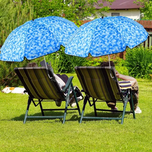 Vista 7 de Buryeah 2 paraguas automático para silla de playa con abrazadera ajustable universal de 44 pulgadas, UPF 50+ abrazadera portátil en silla de playa