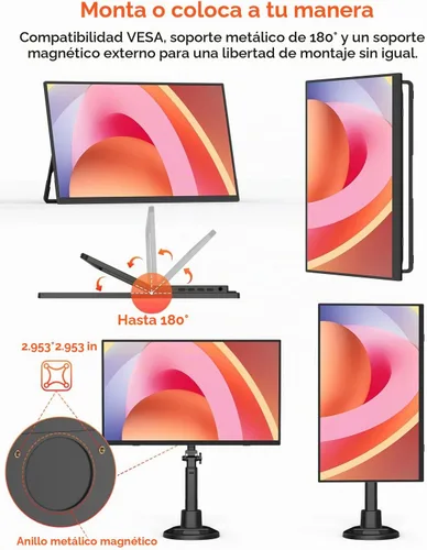 Vista 6 de Monitor portátil inalámbrico de 15.6" 1080P alimentado por batería