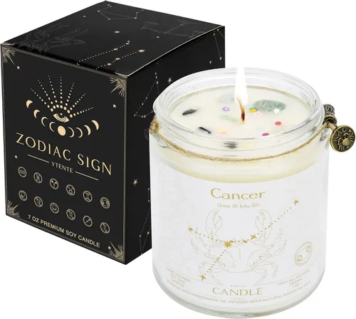 Vista 14 de Regalos de Aries para mujeres, Velas del signo zodiacal Aries, Velas de cristal regalo de astrología, Velas perfumadas regalos para mujeres Mamá