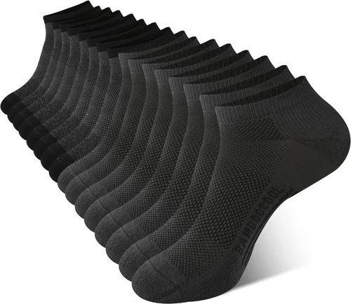Vista 36 de BAMBOO COOL Calcetines atléticos de tobillo para hombre con acolchado y absorción de humedad, calcetines de malla para correr de corte bajo