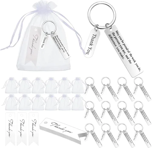 Vista 8 de Yinkin 36 llaveros de agradecimiento para empleados, tarjetas de agradecimiento y bolsas de organza para compañeros de trabajo, maestros y jefes