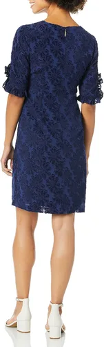 Vista 2 de Karl Lagerfeld Paris - Vestido de crepé con mangas y volantes para mujer