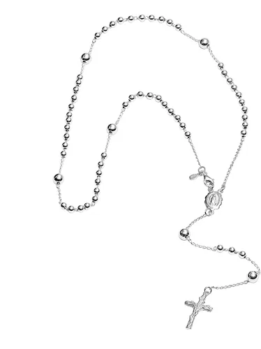 Vista 4 de LeCalla Sterling Silver Rosary Bead Cross Y Necklace Jewelry Italian Hypoallergenic Rosary Virgin Mary Pendant Necklaces Chain for Women Men Made in