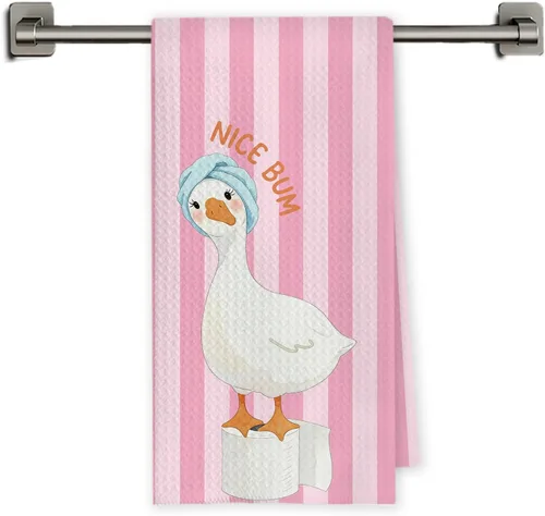 Vista 19 de Chicimln - Divertidas toallas de mano de goma para baño, estilo bohemio, para bañera, pato amarillo, toallas de mano decorativas para niños y niñas