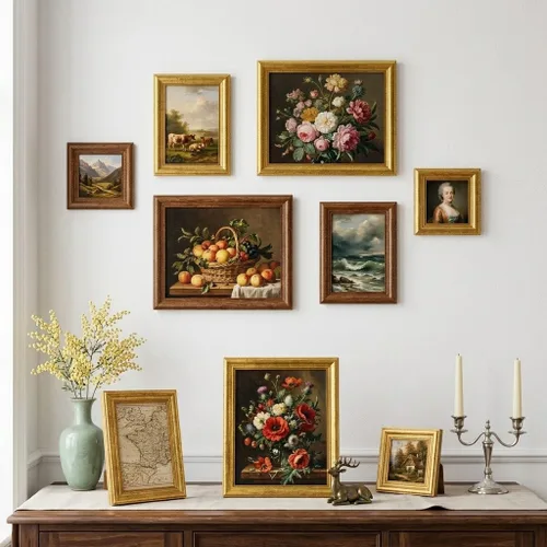Vista 6 de 8x10 Picture Frame Set Vintage Gold Retro Plastic Farmhouse Style 2 Pack