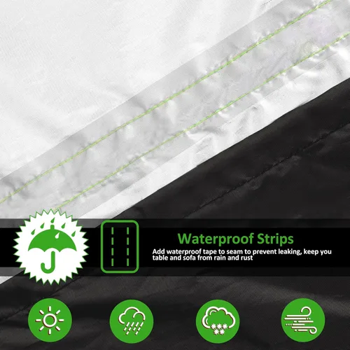 Vista 4 de Funda redonda para mesa de exterior de 74 pulgadas, funda impermeable para muebles de patio, resistente 420D, juego de fundas para mesa de comedor