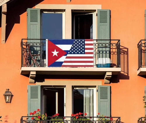 Vista 3 de Bandera de Cuba de Estados Unidos de 3 x 5 pies, gran pancarta cubana de América 150D para exteriores, impresión de doble cara, decoración americana