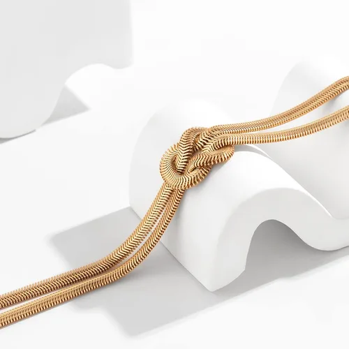 Vista 7 de Collar de oro para mujer, a la moda, delicado, largo, de oro, cadena de serpiente trenzada, collares en Y, accesorios de disfraz de diosa griega