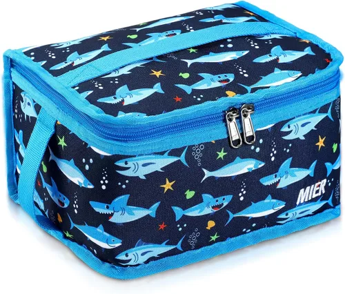 Vista 15 de MIER Lonchera térmica para hombres, mujeres y niños, portátil, pequeña, para 9 latas, mini hielera térmica compacta para escuela, trabajo, picnic