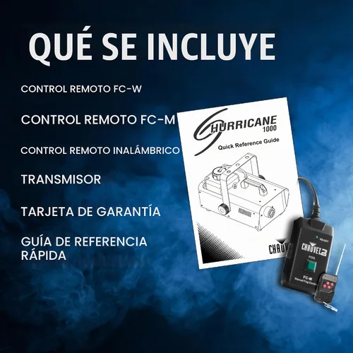 Vista 2 de Máquina de niebla CHAUVET DJ Hurricane 1000, con control remoto con cable compacto