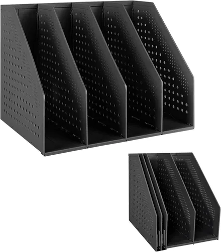 Vista 11 de SAYEEC 1 pieza Organizador de archivos de revistas plegable de plástico con organizador de carpetas vertical para escritorio, organizador