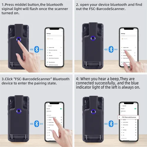 Vista 4 de Symcode Clip de código de barras portátil con Bluetooth - 1D 2D QR lector de código de barras, PDF417, matriz de datos, Maxicode, conexión
