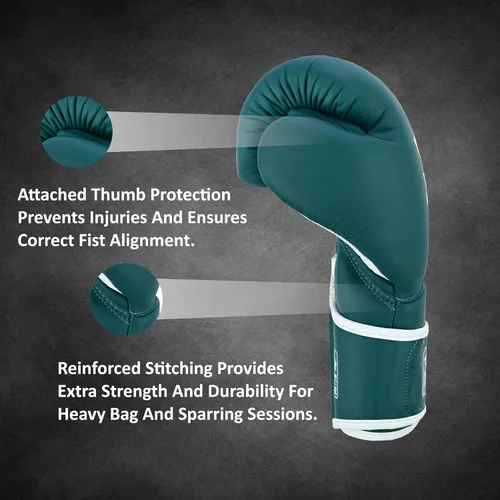 Vista 5 de Ring Pro Leather Boxing Gloves with Strap – Premium for Training, Sparring, MMA, Kickboxing, Muay Thai (Unisex)