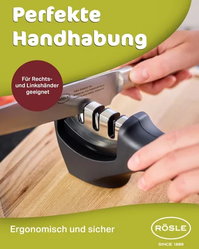 Vista 5 de Rösle Afilador de cuchillos con 3 niveles y agarre ergonómico antideslizante