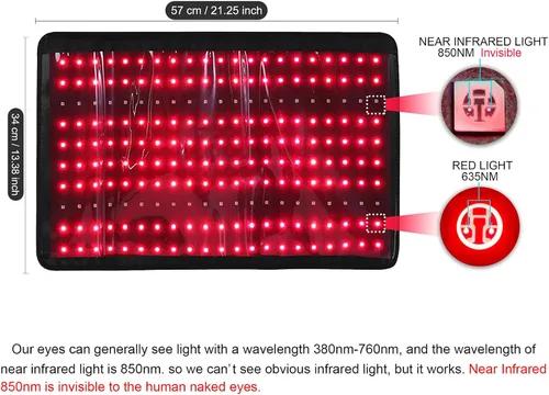 Vista 2 de LOVTRAVEL 210pcs LED 635nm terapia de luz roja 850nm dispositivo de terapia de luz infrarroja cercana cinturón grande Lipo Wrap Mat Pad para cuerpo