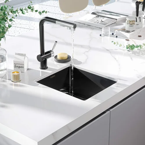 Vista 12 de TORVA Fregadero de Montaje Bajo para Cocina de 13 x 15 Pulgadas, Fregadero de Barra de Acero Inoxidable 304 Premium - Cuenca Profunda de 8 Pulgadas