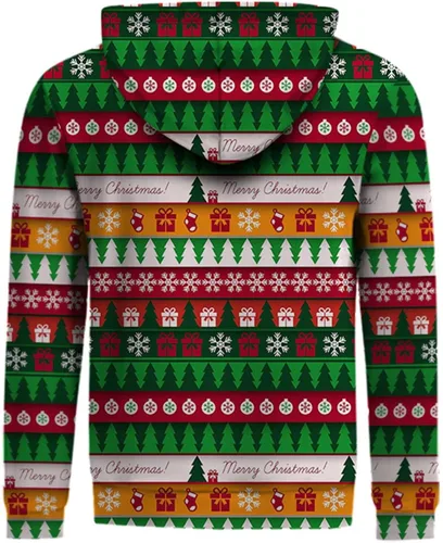 Vista 3 de Sudaderas con capucha de Navidad para mujer, talla grande, casual, holgada, con estampado gráfico, manga larga, cuello redondo, suéter sin botones