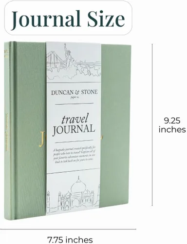 Vista 2 de DUNCAN & STONE PAPER CO. Diarios de viaje - Elegante cuaderno de diario para registrar todas tus aventuras de viaje hasta 15 viajes