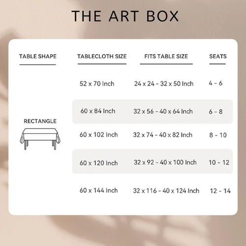 Vista 6 de THE ART BOX Mantel rectangular de algodón para mesa de comedor, suave y lavable, tela ligera para uso diario, cocina, comedor, decoración de fiesta