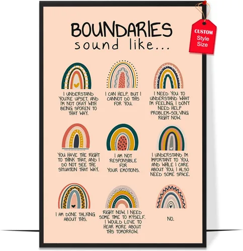 Vista 8 de LOLUIS Mental Health Poster, Boho Therapy Tools Educational Supplies Art Print Classroom School Office Decor (Boundaries, Unframed 8"x10")