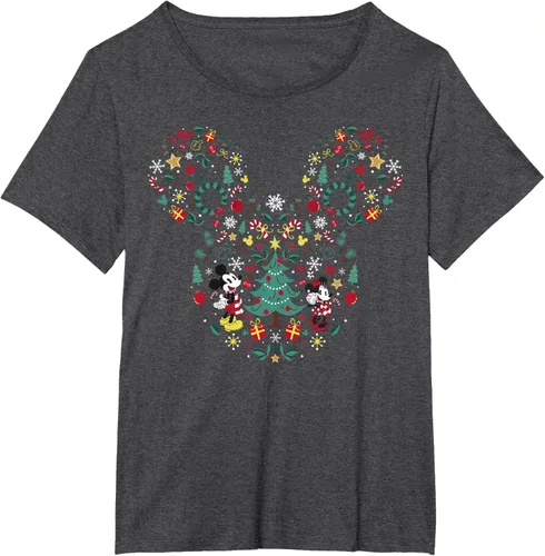 Vista 21 de Disney Mickey y Minnie Mashup Navideño Camiseta de Manga Corta Negro