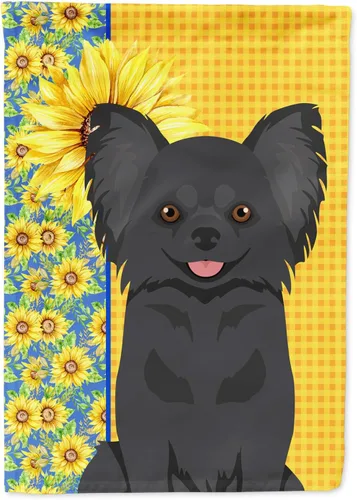 Vista 392 de Caroline's Treasures WDK5313GF Bandera de jardín con diseño de girasoles de verano, color negro y tostado, Airedale Terrier para buzón, bandera
