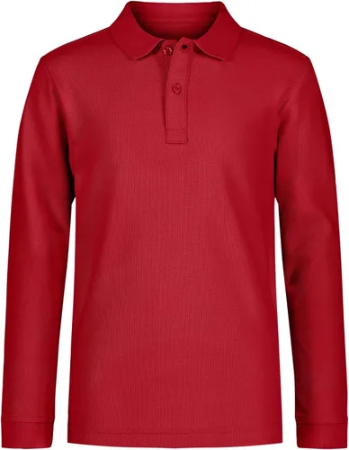 Vista 7 de Nautica Camisa polo de manga larga para uniforme escolar para niños, cierre de botón, cómoda, tela transpirable Negro