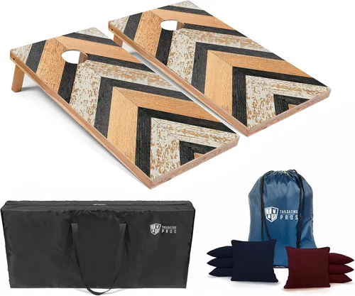 Vista 6 de Tailgating Pros Tablas de Cornhole livianas – Juego de cornhole de 4 x 2 pies con diseño moderno de madera con funda de transporte y juego de 8