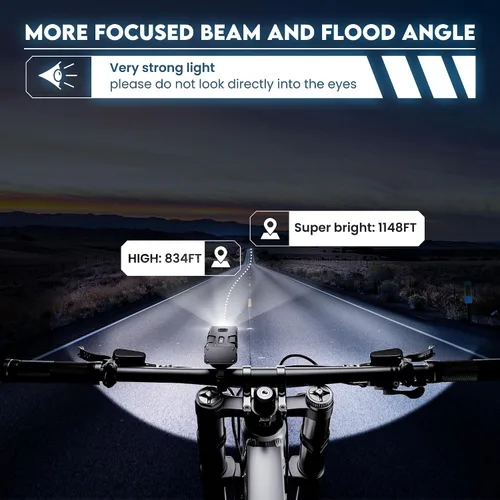 Vista 4 de Bike Headlight,High Output Brightness High-Brightness Continuous Output,Ultra-Hard T6 Aluminum,18-Hour Battery Life,Quick-release, 360°
