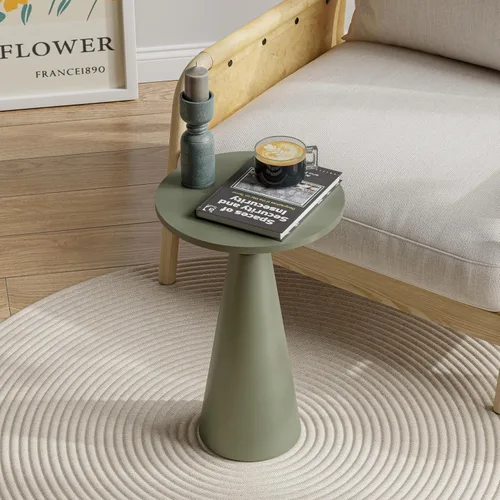 Vista 9 de COZAYH Mesa auxiliar pequeña con pedestal de granja, mesa redonda de Martini, soporte de madera para plantas, mesa rústica para bebidas