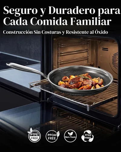 Vista 5 de [Usado] Sartén antiadherente usada con tapa de 7 pulgadas, panal, sin PFAS, todas