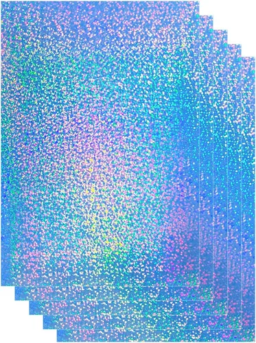 Vista 2 de Bleidruck Papel adhesivo holográfico brillante imprimible, 20 hojas de 8.5 x 11 pulgadas, impermeable, con purpurina, de secado rápido