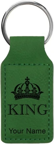 Vista 33 de Llavero rectangular, corona de rey, grabado personalizado incluido, Bambú
