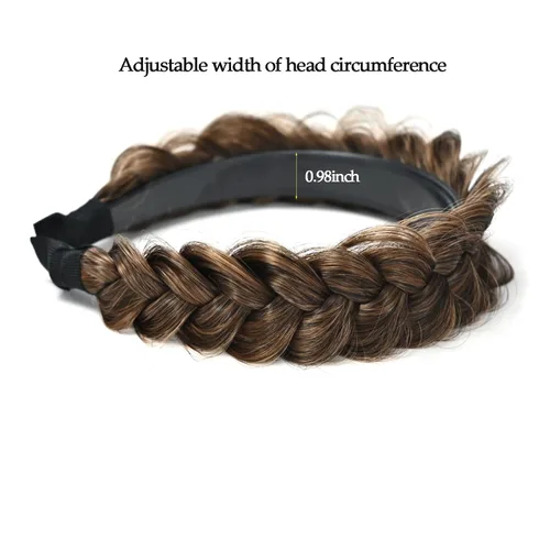 Vista 2 de Diadema Ancha Trenzada Aro Accesorios de Moda para el Cabello Banda Elástica Antideslizante para Mujeres y Niñas (Color Bronce Antiguo)