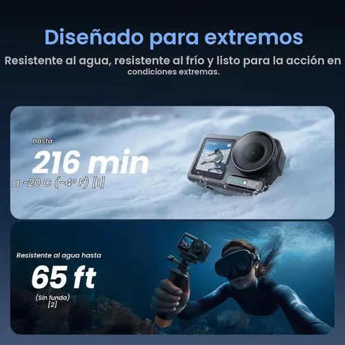 Vista 2 de Paquete de batería dual Pro - Sensor de 1/1.3 pulgadas, resistente al agua de 65 pies, batería de 216 minutos, video nocturno de 4K/120 fps