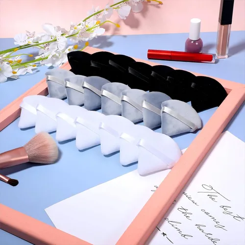 Vista 3 de Meanplan 90 esponjas de maquillaje con forma de triángulo suave, con correa, licuadoras y esponjas de maquillaje, base cosmética, herramienta
