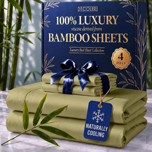 Vista 12 de DECOLURE Sábanas 100% Viscosa Derivada de Bambú Tamaño Individual - Sábanas de Lujo de 3 Piezas Naturalmente Refrescantes, Juego de Cama Ultra Suave