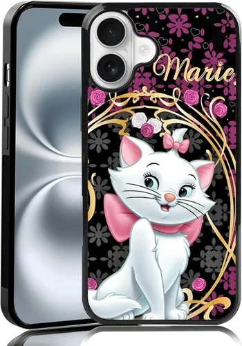 Vista 57 de Elegante funda de teléfono con diseño de gato Marie compatible con iPhone 11, funda de encaje dorado para iPhone, a prueba de golpes, rosa fucsia