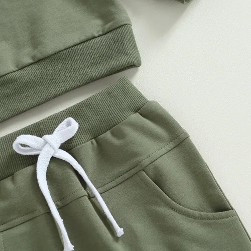 Vista 6 de BOIBOKOKO Conjunto de ropa linda para bebé niño para otoño e invierno con bloques de color a cuadros y manga larga